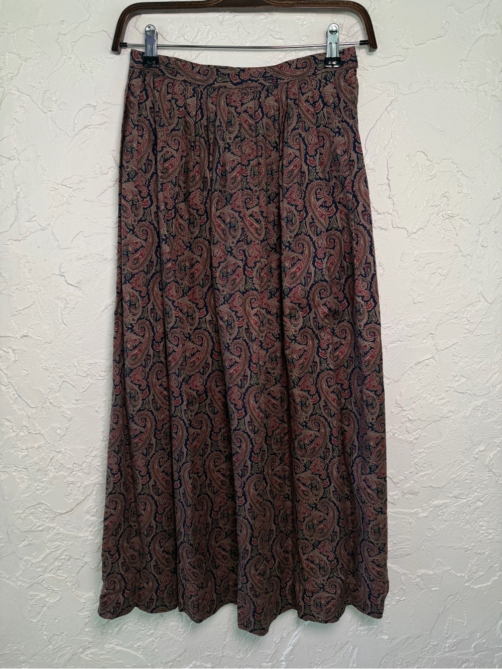 Vintage J. Crew Burgundy and Black Paisley Maxi Skirt